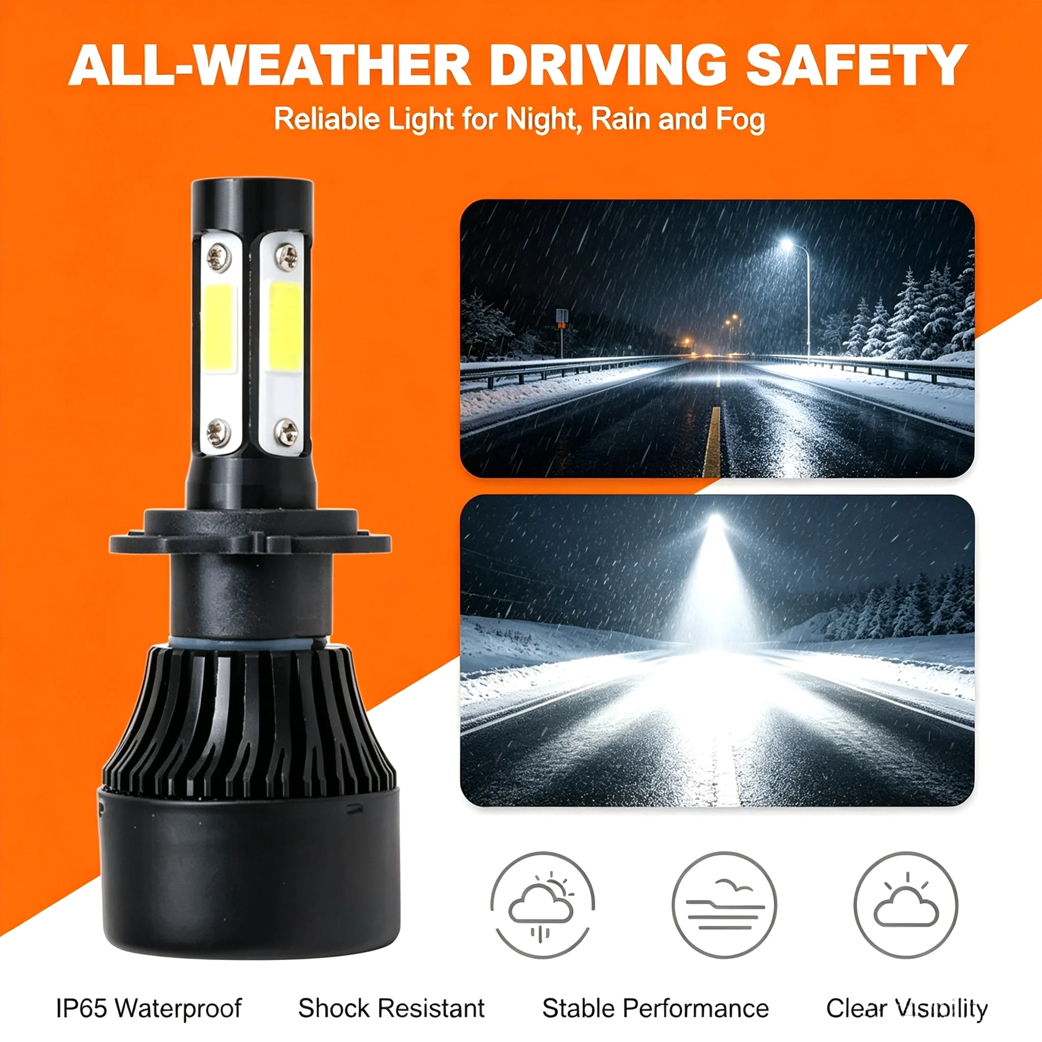 2pcs 300000Lm 300W H4 H8 H9 9004 9007 Hi/Lo Beam H1 H3 H7 9005/HB3 9006/HB4 H8H9H11 9012 Auto Led Headlight White Car Lights 12V