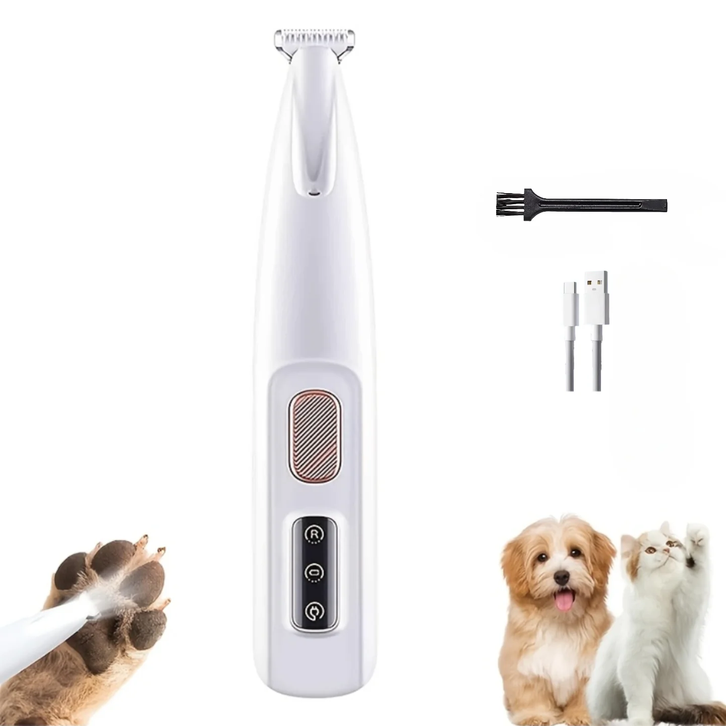 Cordless USB Pet Grooming Trimmer with LED Light Low Noise for Dog Cat Sensitive Area Hair Cut