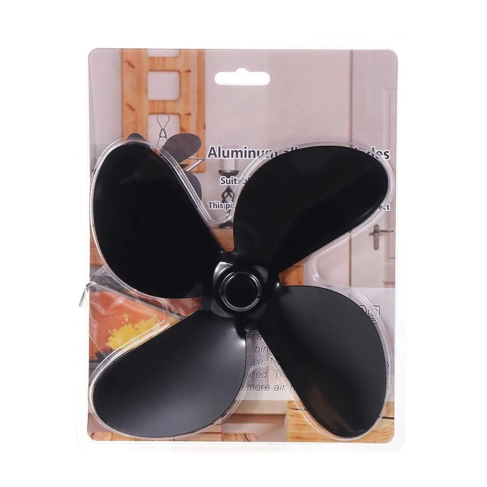 4 Blades Wood Stove Fan Heat Power Stove Top Fan Black Fireplace Fan Wood Fireplace Fan Pellet Stove Fan Fireplace Accessories