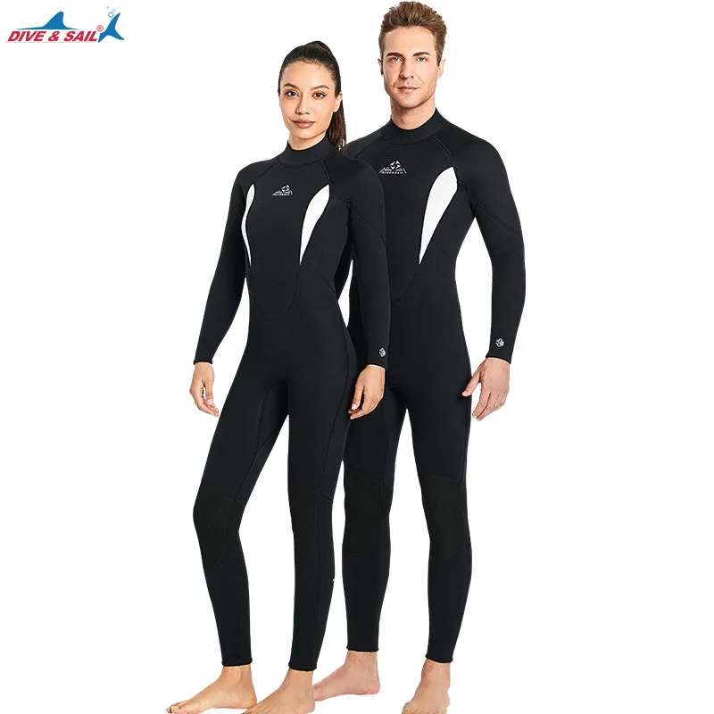 Set Pakaian Satu Potong Setelan Selam Neoprene 3MM Pria Setelan Menyelam Scuba Selancar Hangat Alat Selam Memancing Spearfishing Kitesurf Pakaian Selam Profesional