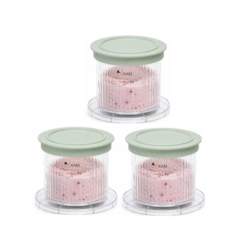 2026 New Dessert Cups 3PCS Instant Freeze Ice Cream Maker Bowl Set 0.5-Pint Freezer Cups With Lids Replacement Ice Cream Maker