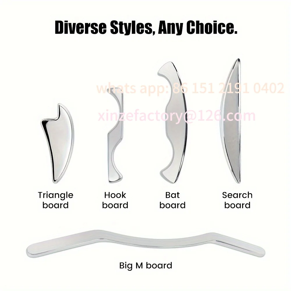 

Customizable massaggio Gua Sha in acciaio inossidabile da 5 pezzi Strumenti raschietto in metallo per gambe posterior