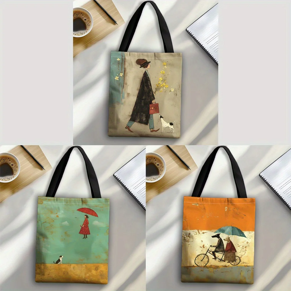 High Quality Abstract Art 1pc Women's Tote Bag for Shopping, Everyday Use Holiday Presents Fashion Elements Ladies' Dogs Pattern