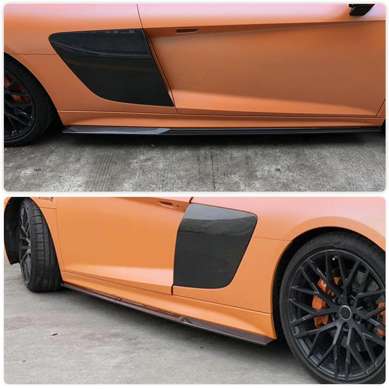 Carbon Fiber Side Skirts Extensions for Audi R8 Coupe Convertible 2-Door 2016-2018 Auto Car Side Door Bumper Apron Lip Body Kits