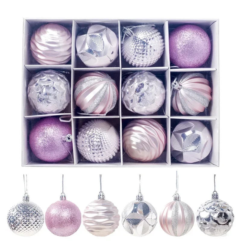 High-end Restaurant Christmas Balls Home Hotel Ornament PVC Tree 12Pcs/Set 60mm Decoration Hanging Mansion Party