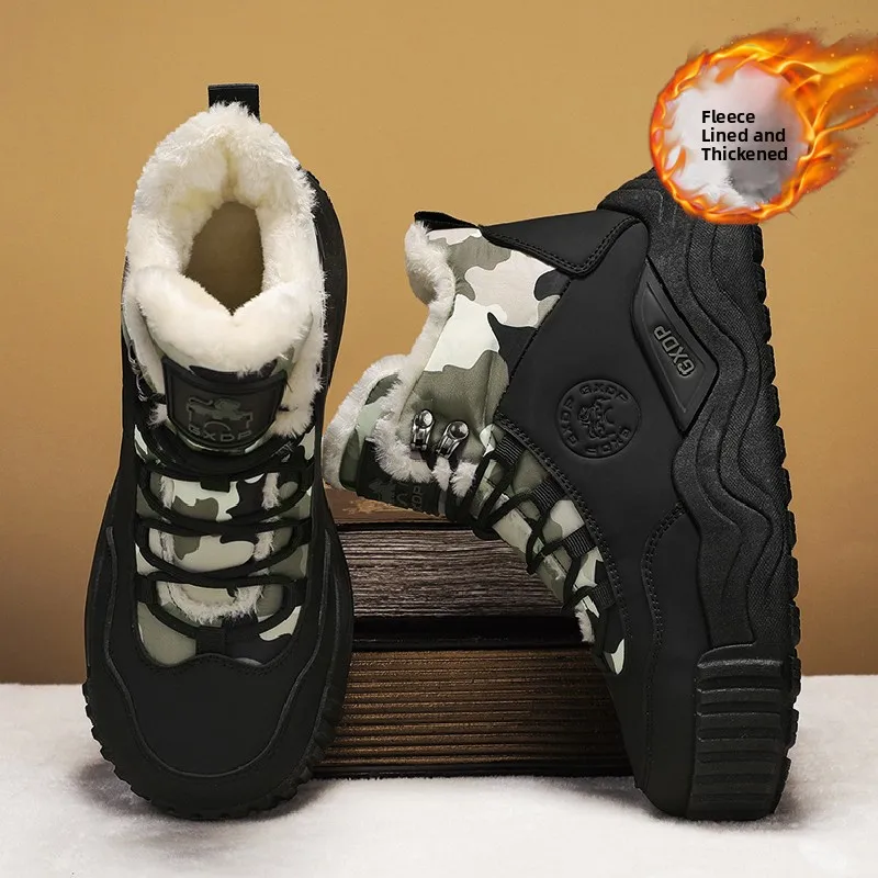 

Men's Winter Snow Boots Fleece Lined Outdoor Waterproof Anti-slip Thick Bottom Boots Warm Cotton Shoes for -40 Degrees...