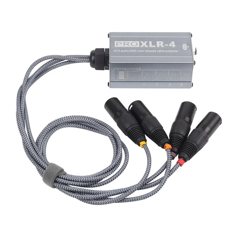 

1Pair 4 Channel Snake XLR Male/Female To Ethercon RJ45 Cat5/Cat6 Ethernet Extender Grey