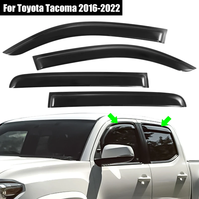 4pcs/set Car Side Window Deflectors Black Car Exterior Rain Guard for Toyota Tacoma 2016-2022