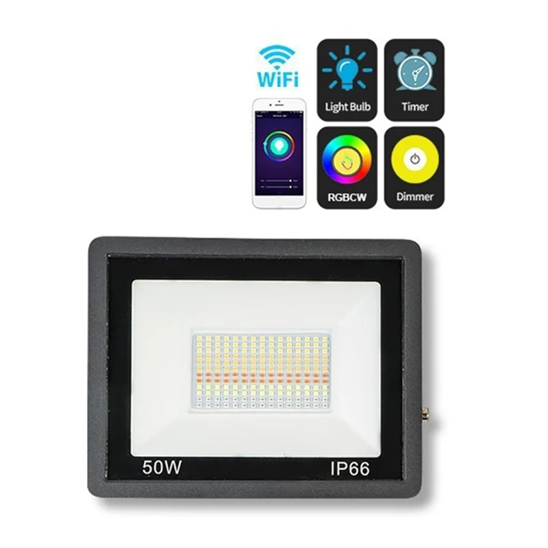 

A76X-TUYA Smart Control RGB светодиодные водонепроницаемые прожекторы, наружные светильники с дистанционным управлением DIY для декора Хэллоуина, вилка стандарта США