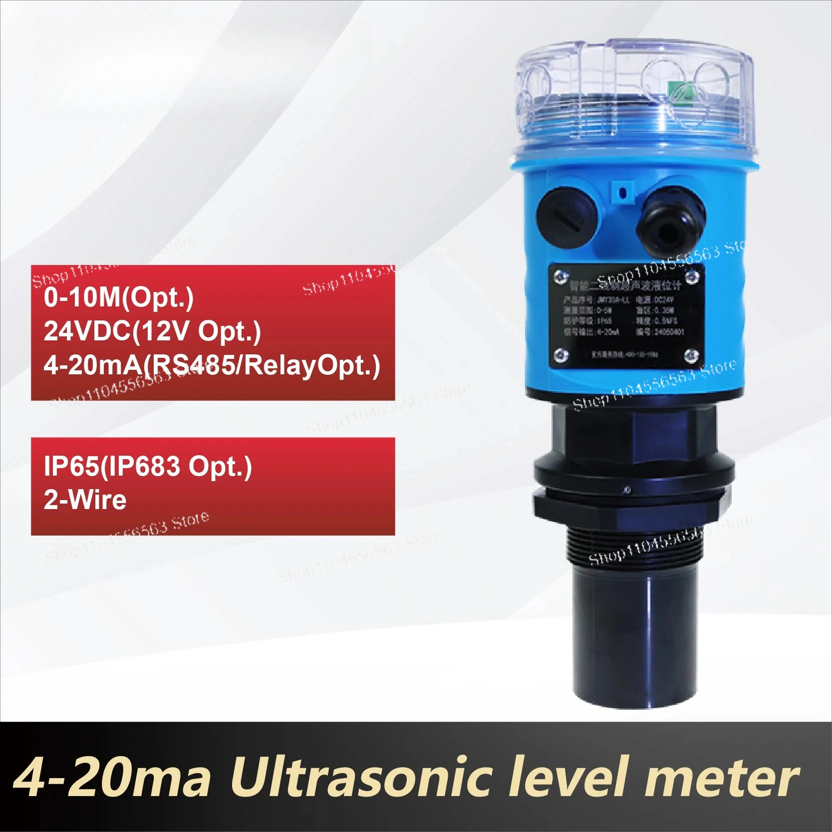 Ultrasonic Water Level Sensor RS485 4-20mA Output Digital Level Transmitter for Tank Liquid Sewage Treatment 0-10m wholesale pri