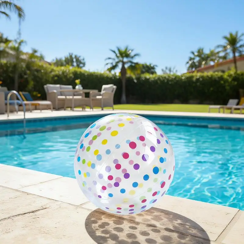 Inflatable Pool Float Ball Colorful Dots Stripes Scratch Resistant PVC Toy for Kids Pool Parties Beach Swimming Games