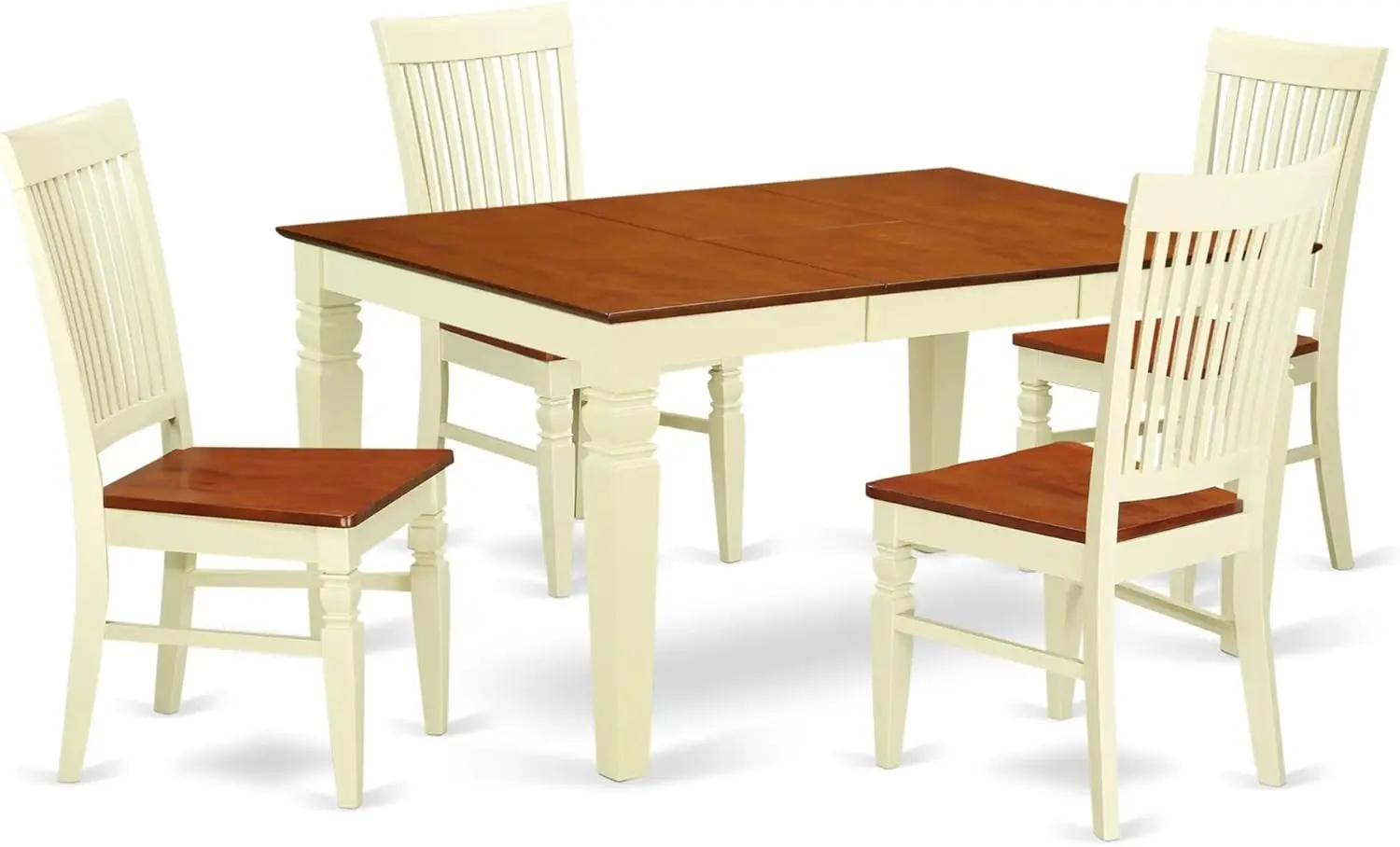 East West Furniture West5-Bmk-W Weston 5 Piece Room Set Includes A Rectangle Wooden Table With Butterfly Leaf And 4 Kitchen