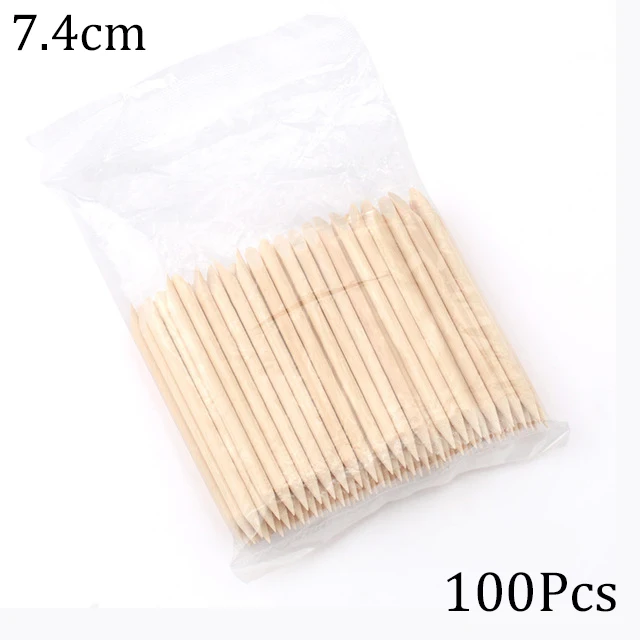 100/50 Stuks Nail Art Pusher Oranje Houten Stokken Cuticle Pusher Remover Steentjes Puntjes Verwijderen Manicure Pedicure Care Tools