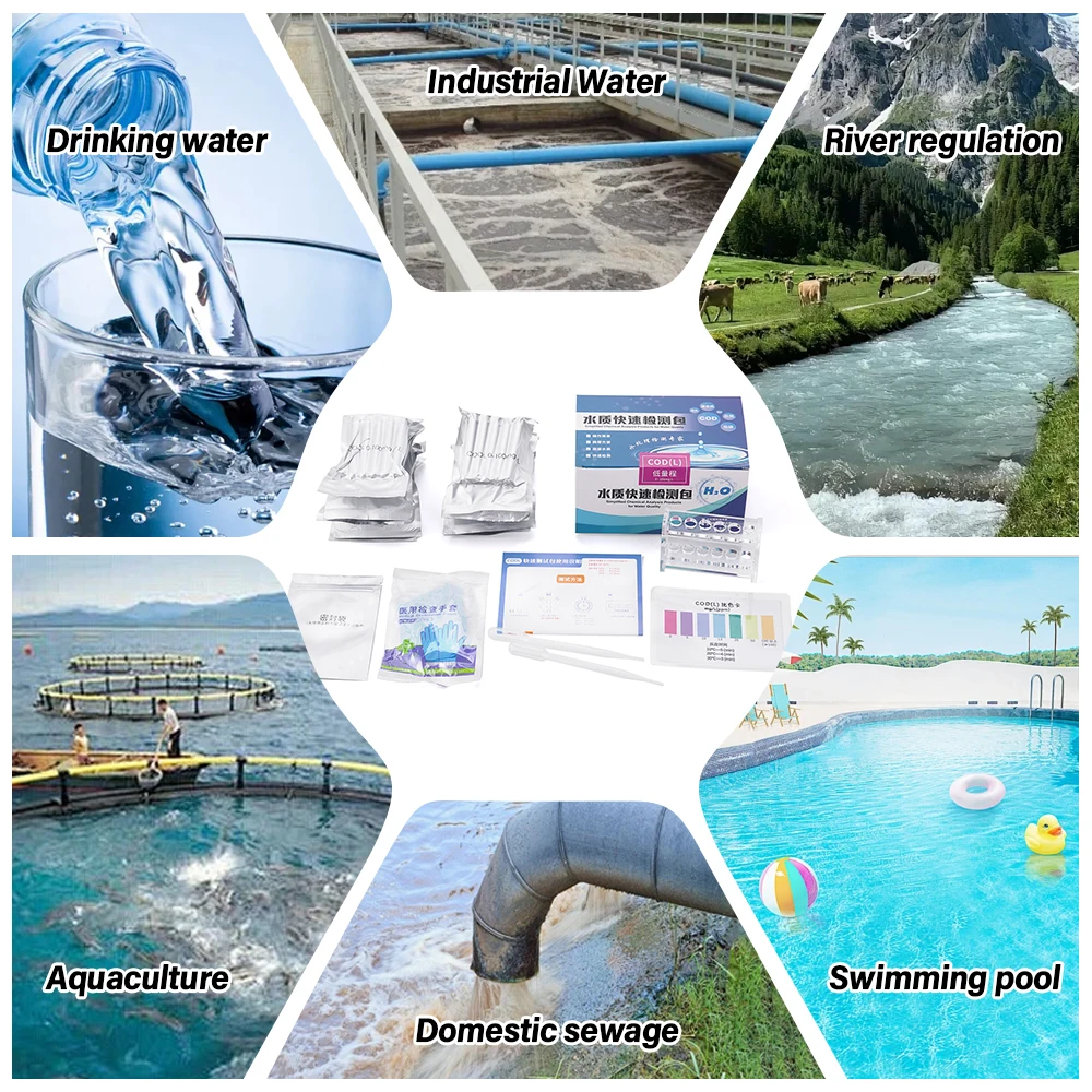 Probador rápido de Calidad del Agua COD, 50 veces/caja, detección química, papel de parámetros, tubo colorimétrico, reactivo, prueba de calidad del agua
