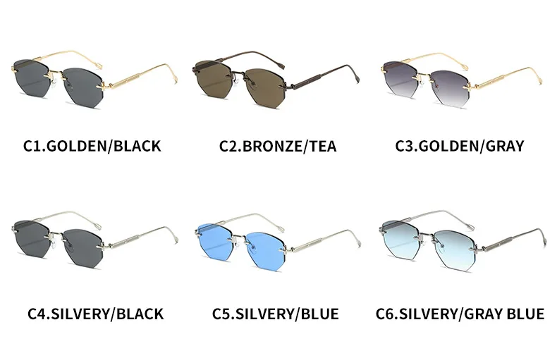 2025 neue Randlose Sonnenbrille Frauen Marke Mode Luxus Uv400 Damen Polygon Sonnenschutz Reise Brillen – Detail 5