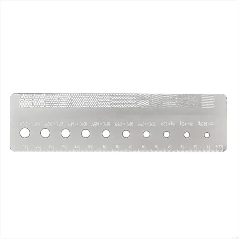 KX4B Coffee Grinds Size Ruler Metal Grinds Size Reference Card Essential Tool