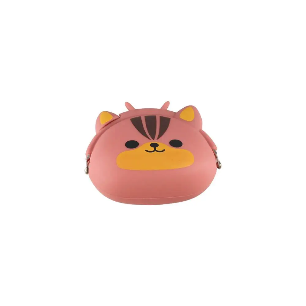 Cute Solid Color Cartoon Silicone Coin Purse Mini INS Small Animal Wallet Waterproof Portable Data Cable Storage Bag Gift