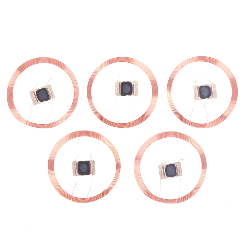 5 buah kartu IC UID 21.6mm 13.56MHZ ID Chip dapat ditulis ulang Keyfob RFID koil perekat diri