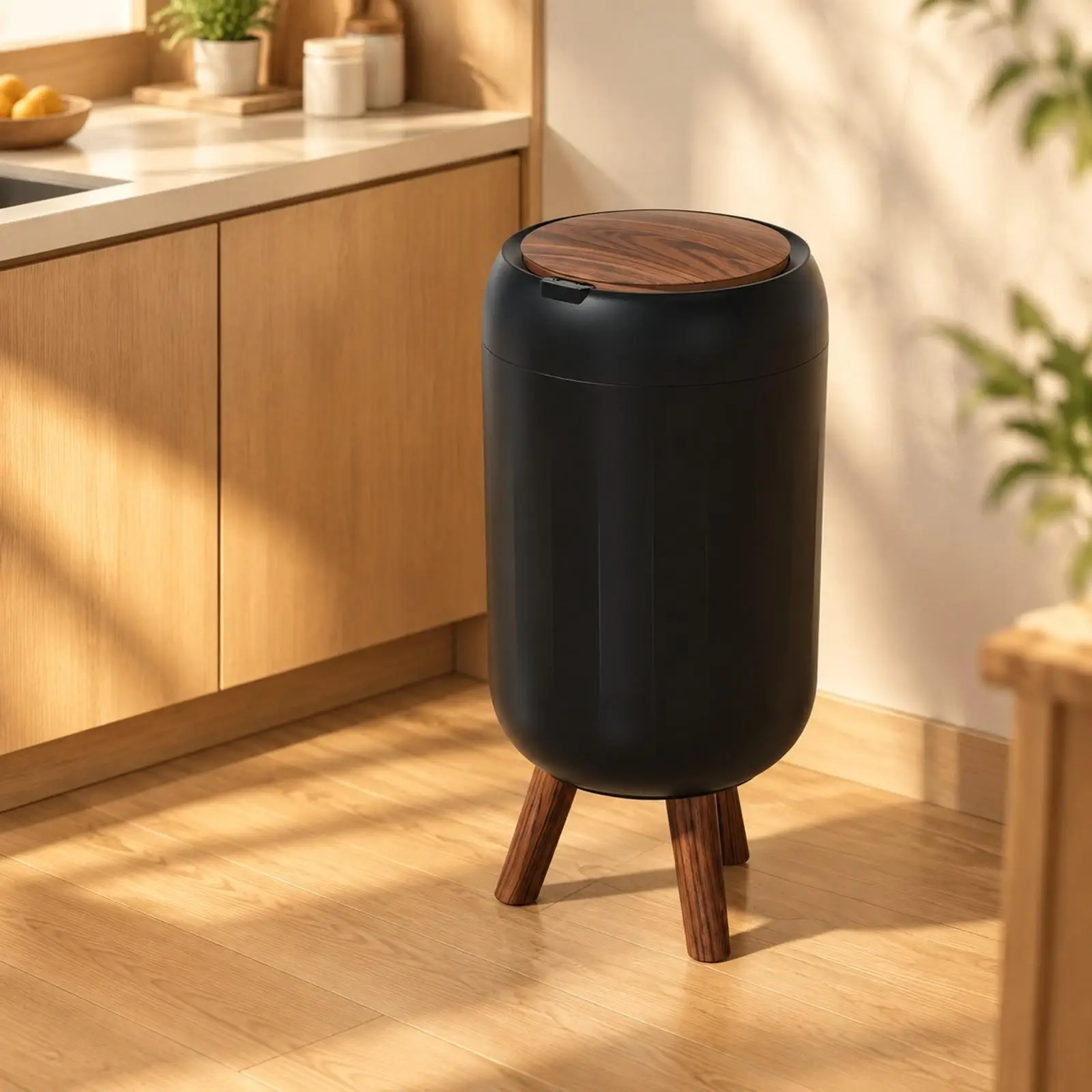 Induction Smart Trash Can 28L Automatic Touchless Garbage Bin with Modern Round Design and Raised Base for Bathroom