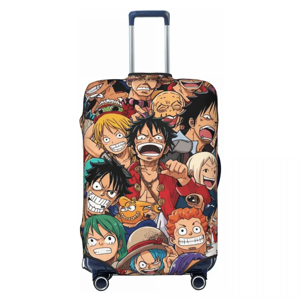 Colorful Chibi Straw Hat One Piece Suitcase Cover Practical Travel Protector Luggage Supplies Vacation