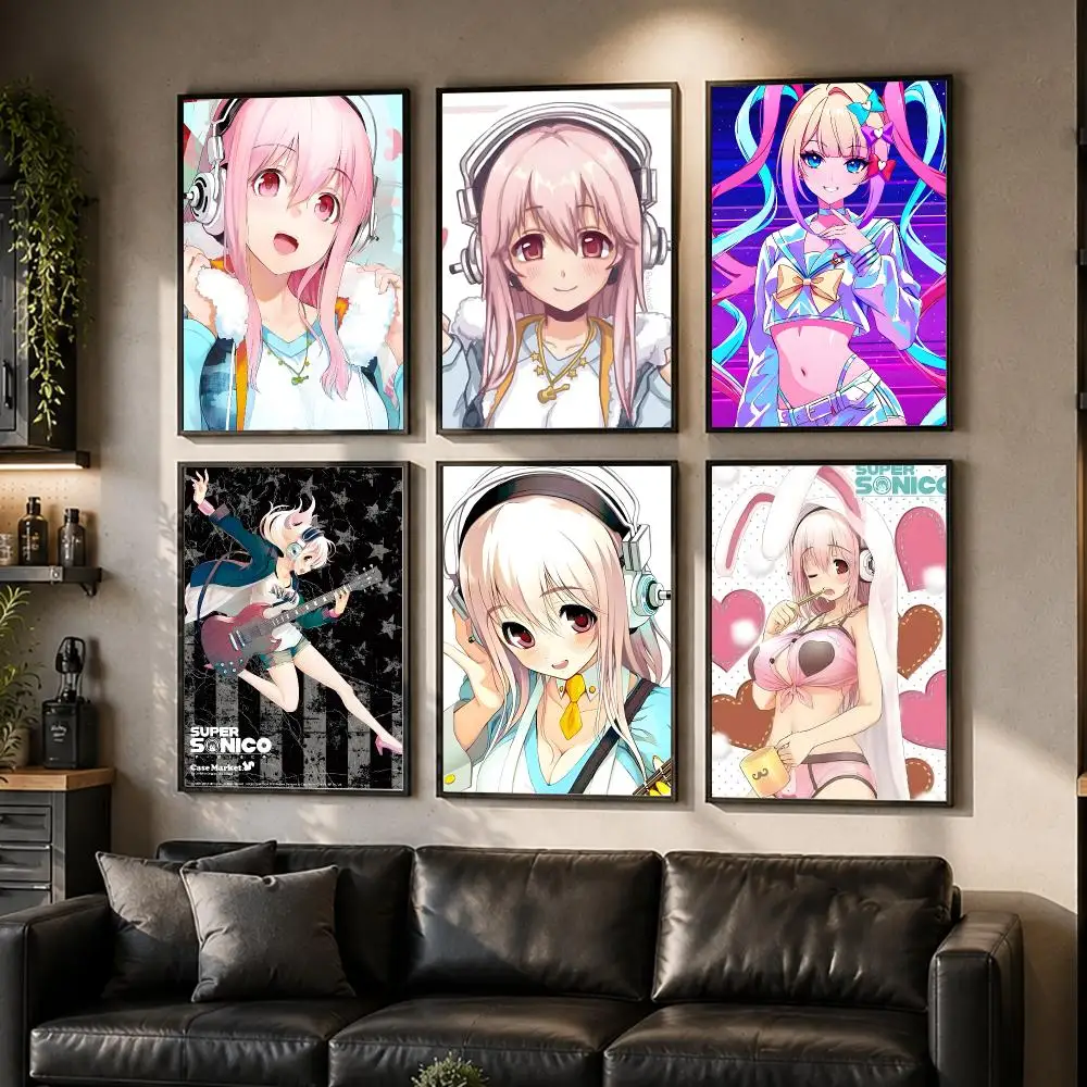 Anime S-super Sonico Poster HD Waterproof Self-Adhesive Wall Art – Multi-Scene Use Top Gift Pick