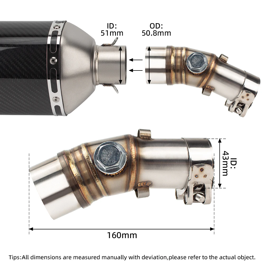ER6F Exhaust Middle Link Pipe for Kawasaki ER6N ER6F 2006-2022 51MM interface Motorcycle Exhaust Pipe Sports Street Bike Kit view 6