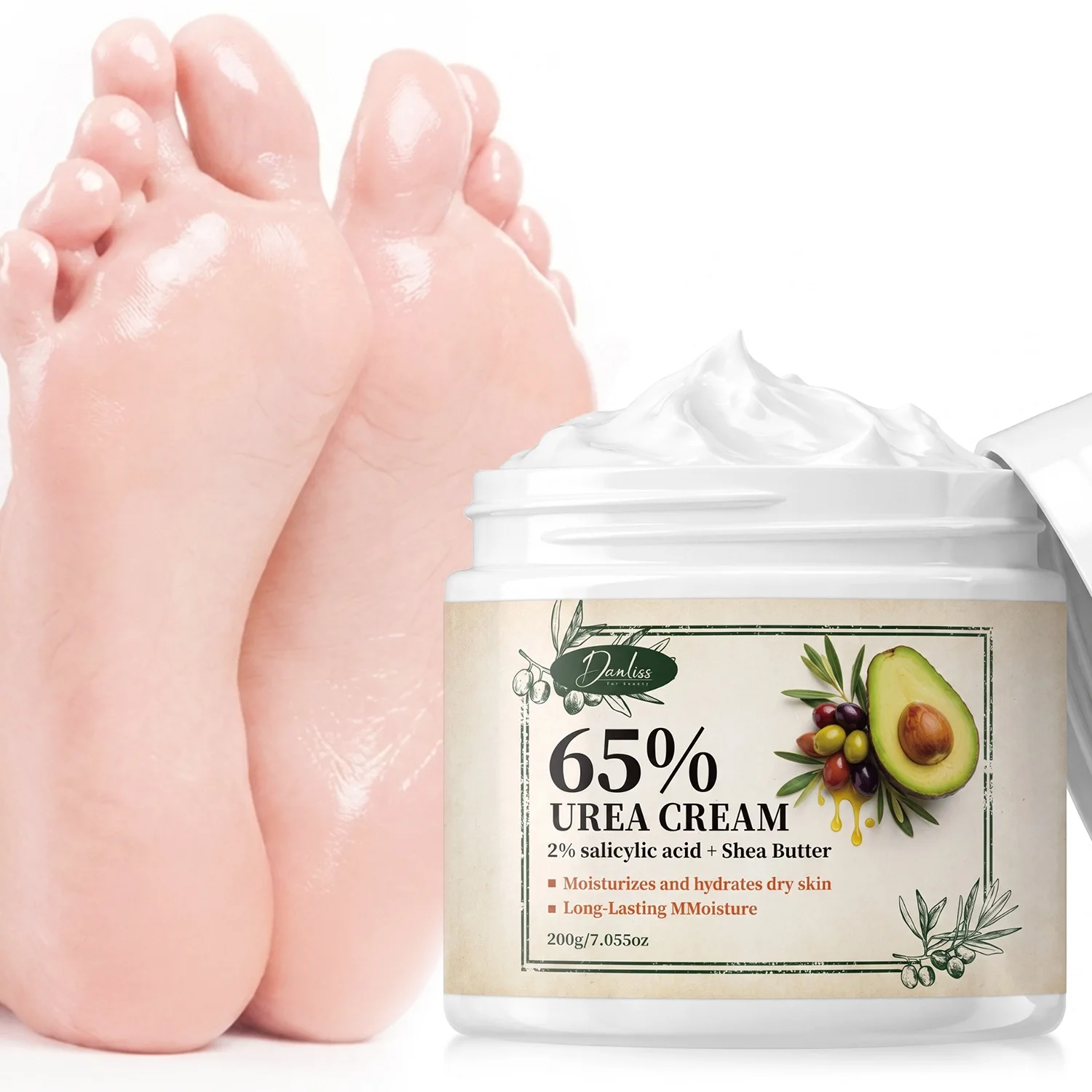 65% Urea Cream 200g – Intensive Foot & Body Moisturizer with 2% Salicylic Acid, Shea Butter, Olive Oil & Avocado.
