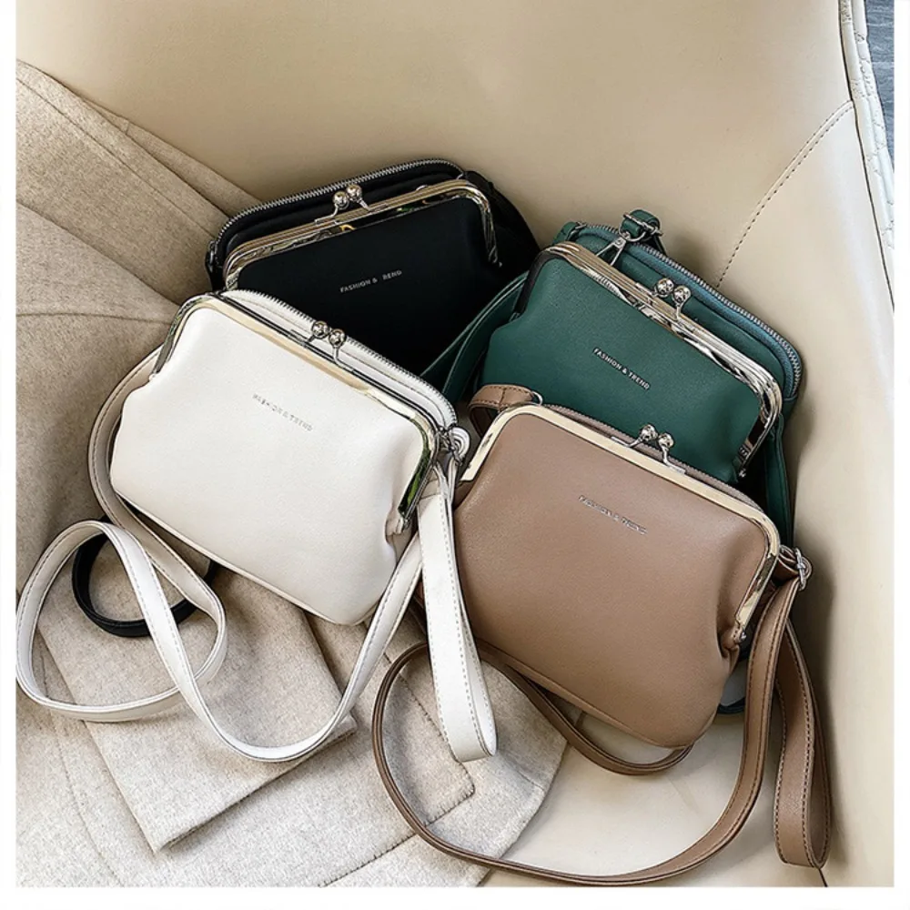 Portable PU PU Leather Crossbody Bag Square Shape Fashion Messenger Bag Solid Color Shoulder Bag