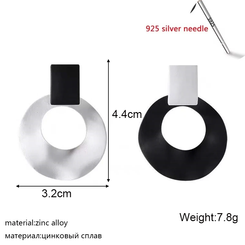 New Black White Dangle Earrings Heart Pendants Women Drop Earrings Geometric Statement Hanging Earrings pendientes mujer