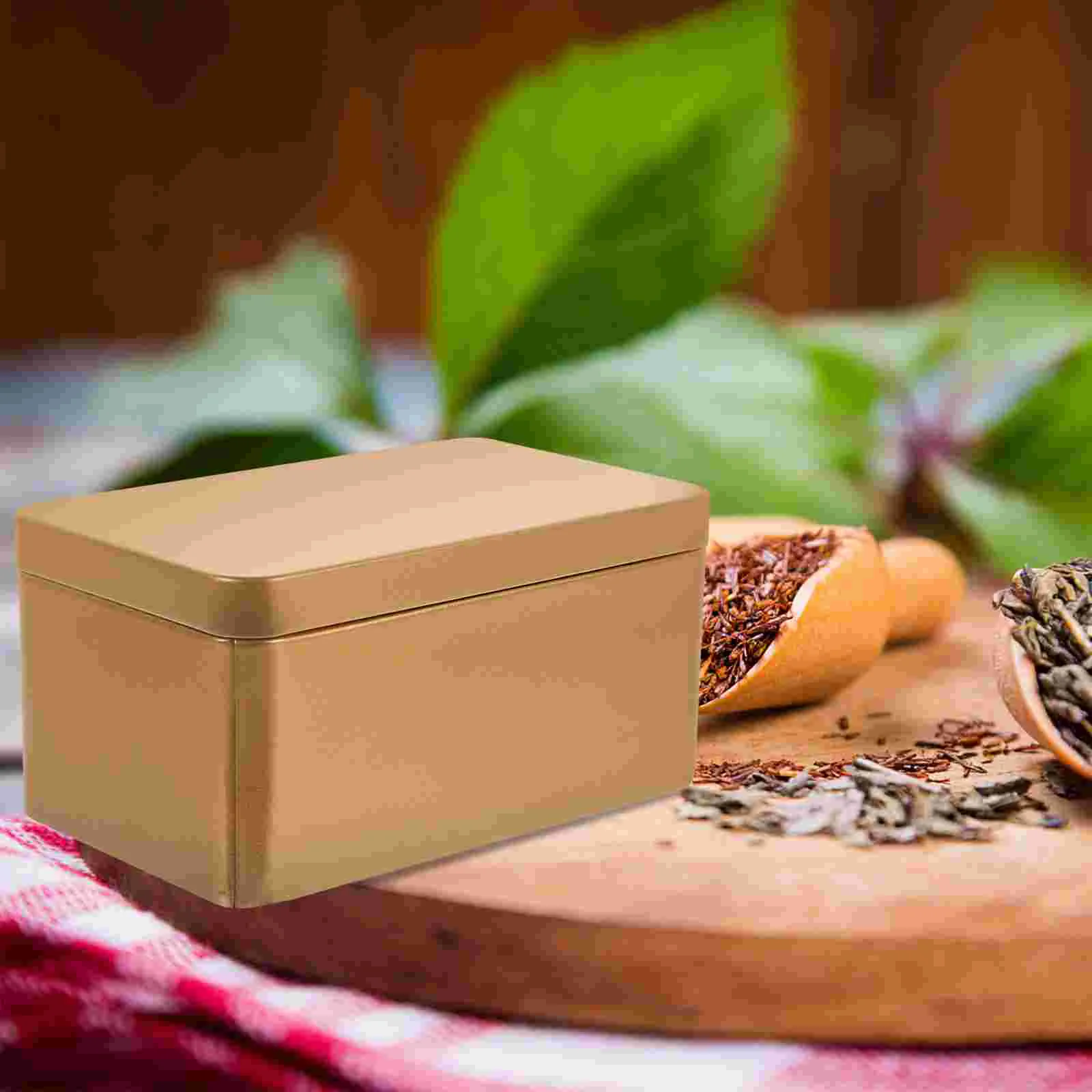 2 Pcs Tea Storage Box Leaf Container Tins Sundries Tinplate Case Peppermint Candy Organizer Rectangular Bags Holder Canister
