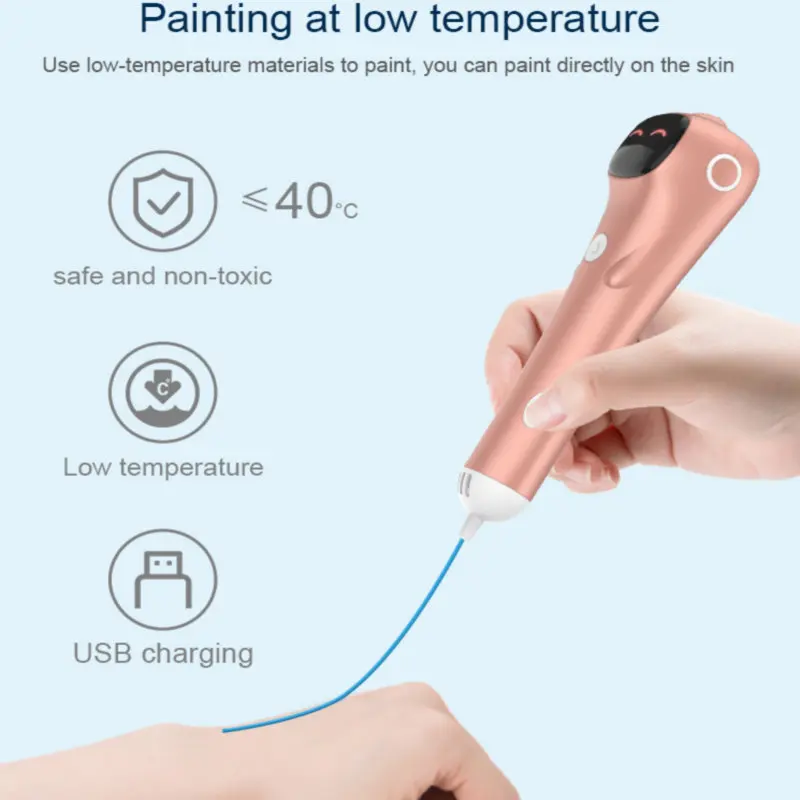3D Printing Pen Low Temperature Built-in Battery Voice Broadcast 1.75mm PCL Filament 3D Pen Drawing DIY For Kids Grils Boys Gift