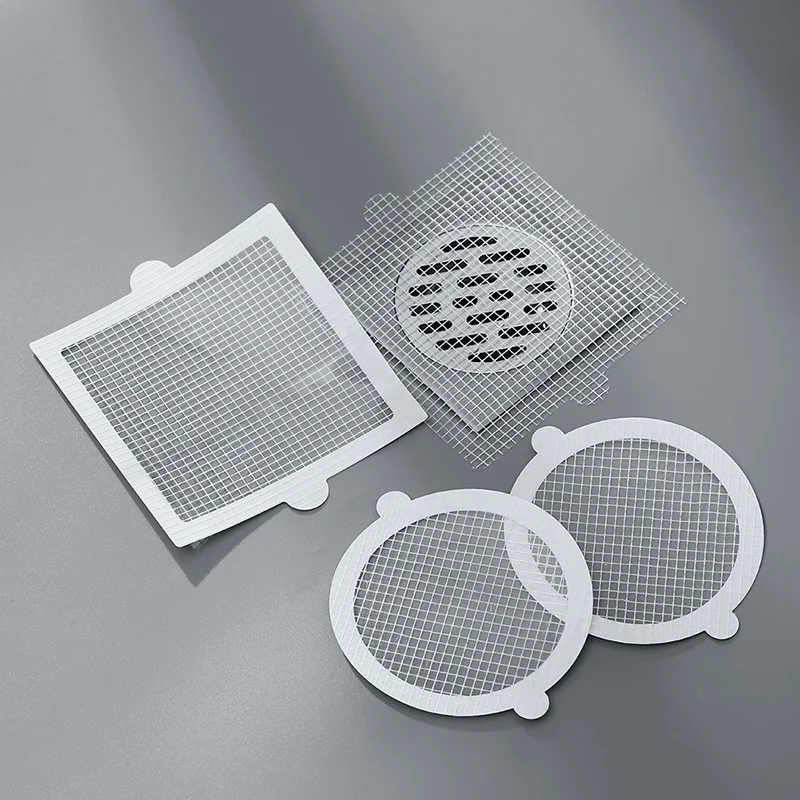

10PCS Disposable Shower Drain Hair Catcher Mesh Stickers Bathroom Hair Filter Net Anti-blocking Kitchen Drain Cover Stickers