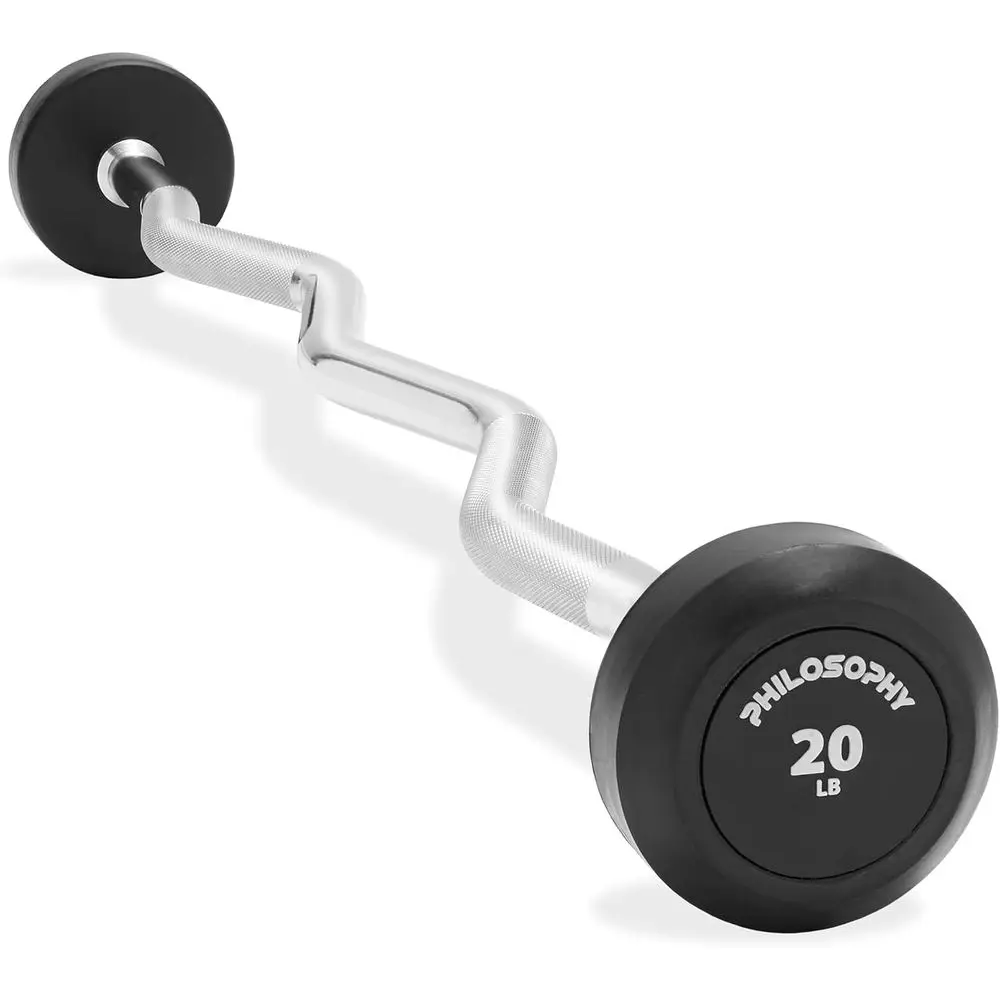 

Ergonomic Rubber-Coated EZ Curl Bar for Enhanced Strength Training