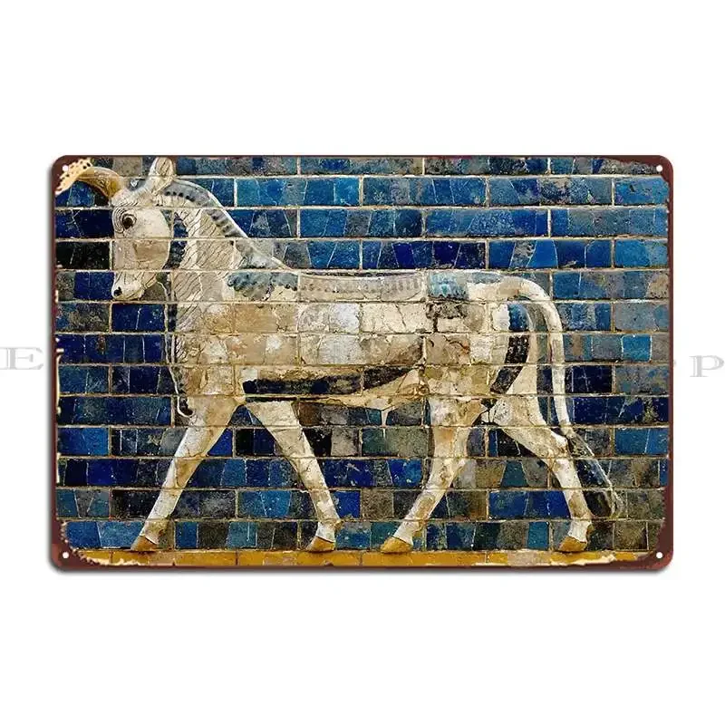 Placa metálica retro Babylonian Aurochs 01, decoración de pared para el hogar, póster impreso, cartel de hojalata