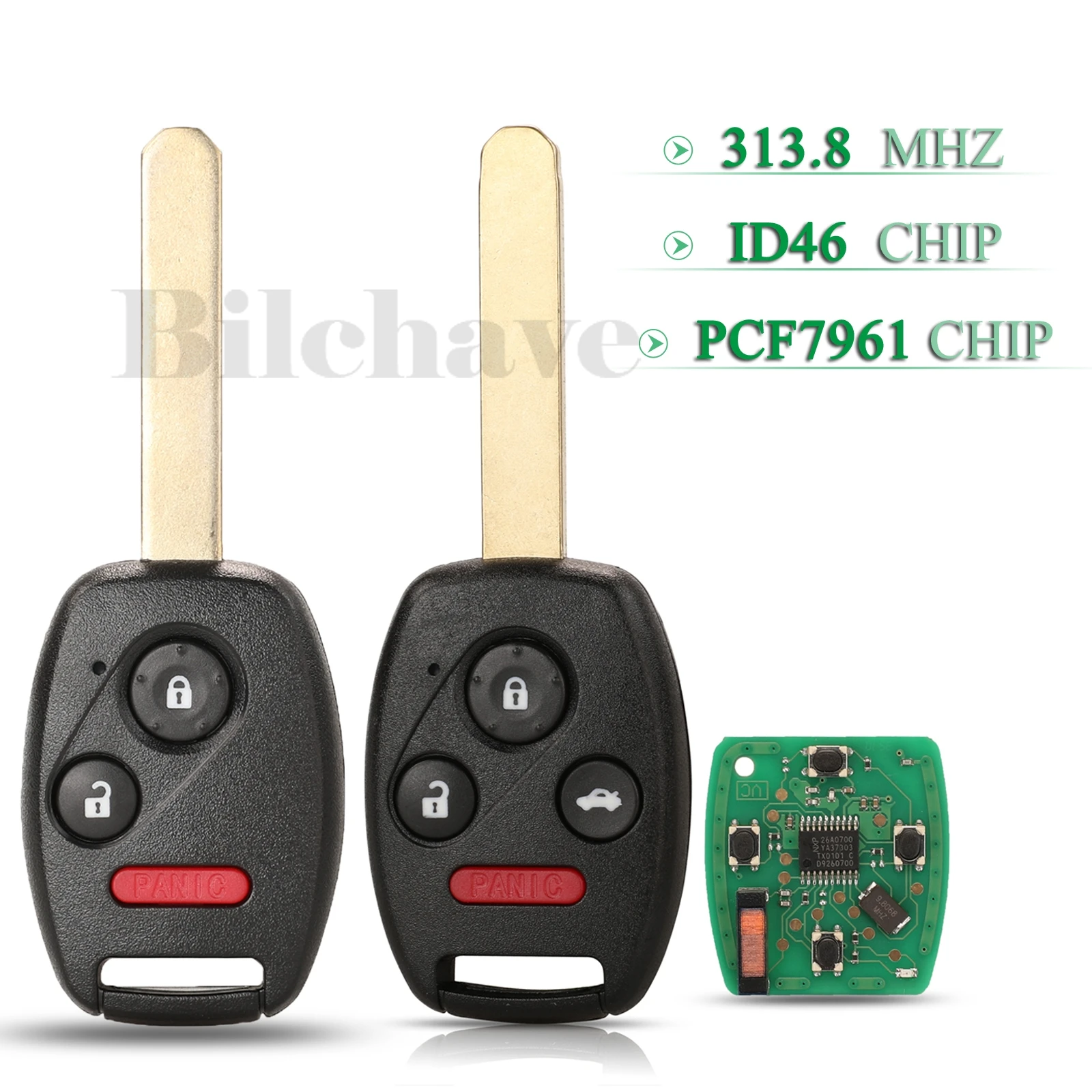 

jingyuqin 5pcs 3/4 Buttons 313.8Mhz ID46 PCF7961 Chip Remote Smart Car Key Fob MLBHLK-1T For Honda Accord MLBHLIK-1T