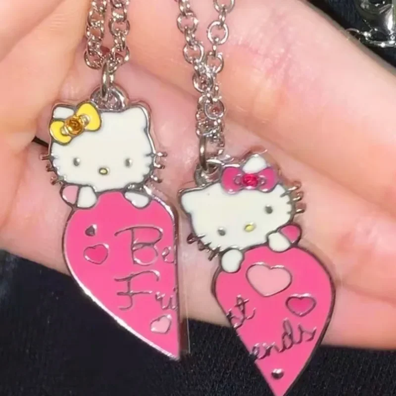 Sanrioed Cartoon Hello Kitty Necklace Cute Clavicle Chain Ins Style Sweater Chain Birthday Gift Best Friend Pendant