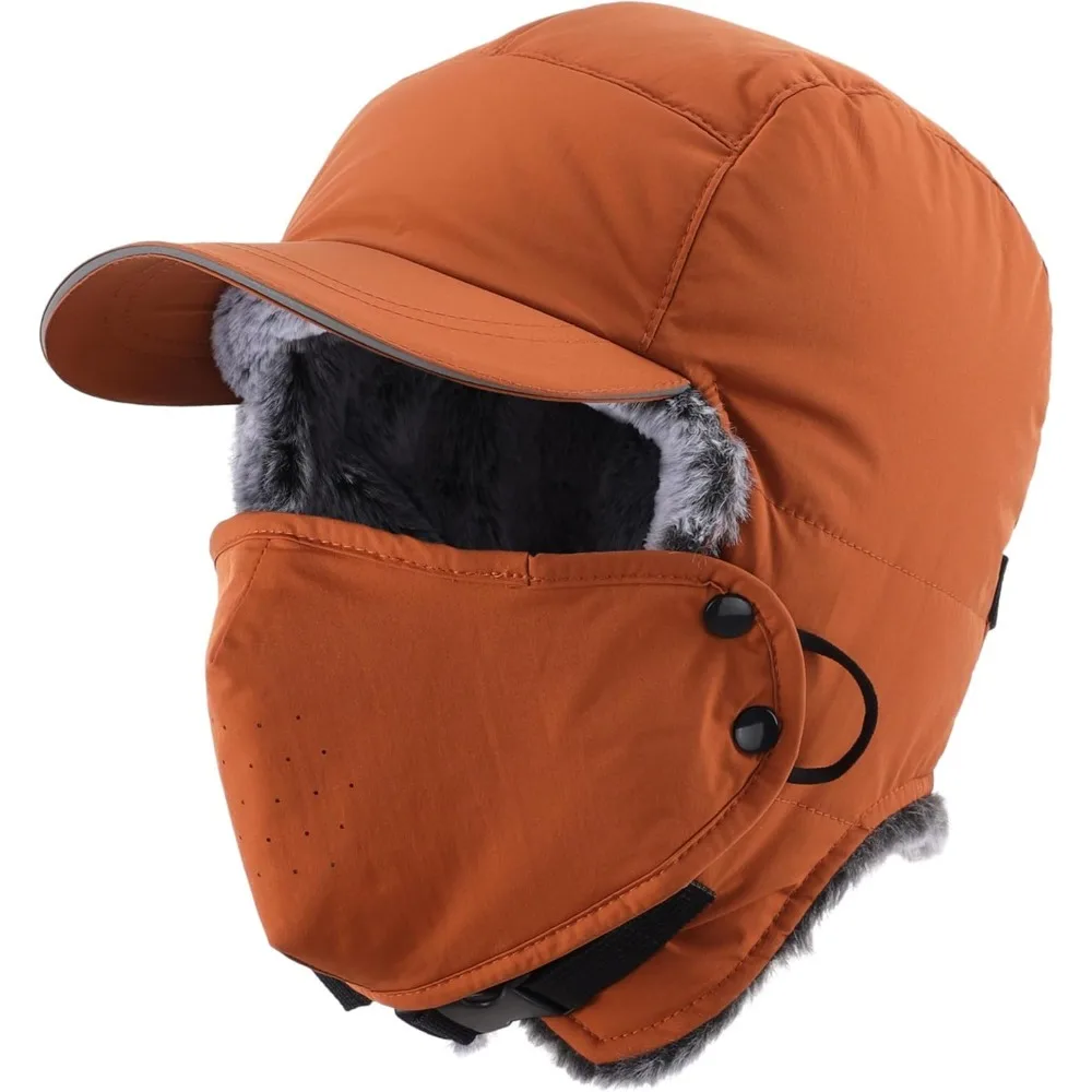 

Faux Fur Winter Hat with Ear Flaps Water-Resistant Hunting Hats Ushanka Skiing Cap