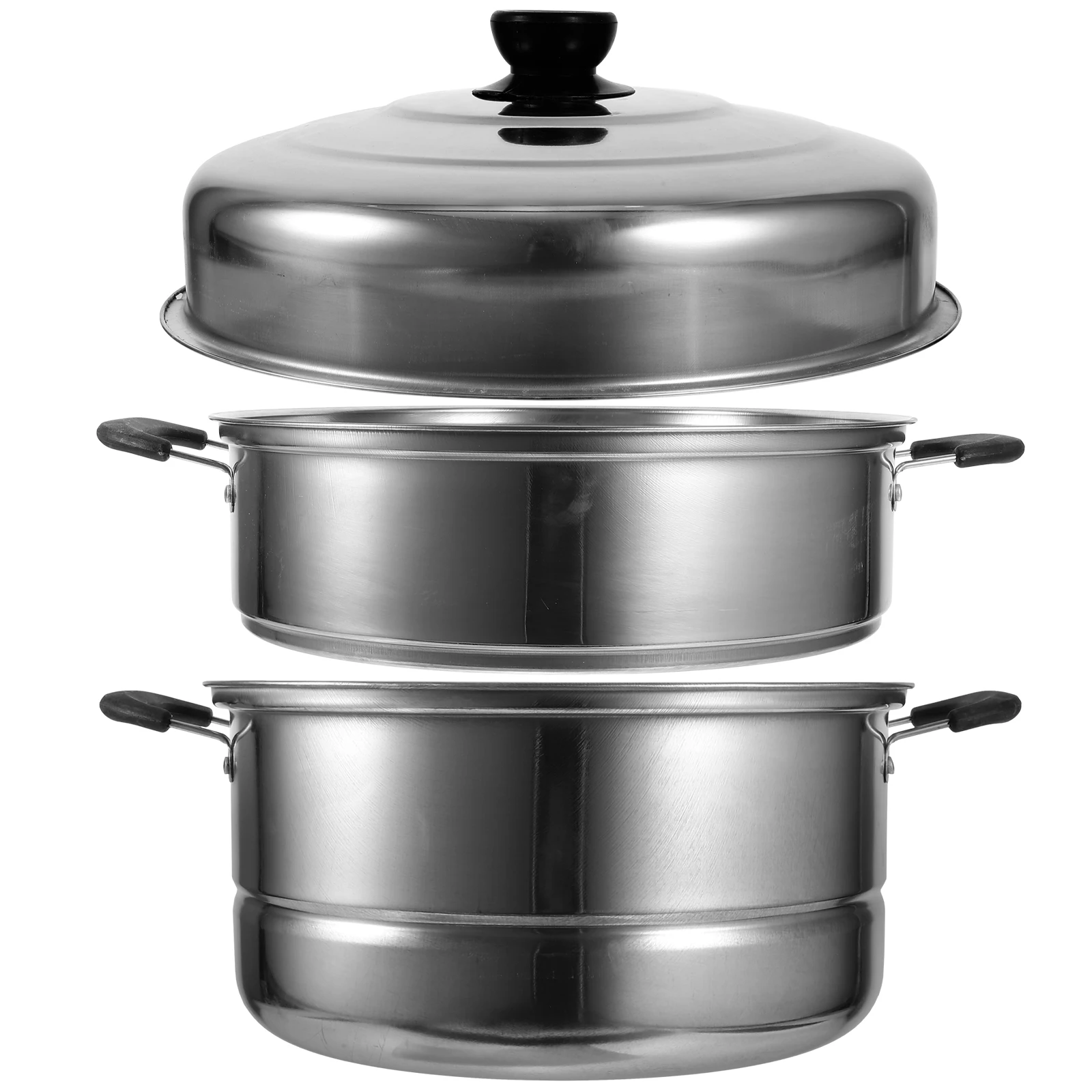 

Stainless Steel Steamer 3 Layer Stackable Steam Pot Multifunctional High Arch Lid Large Capacity No Stove Convenient Home Use