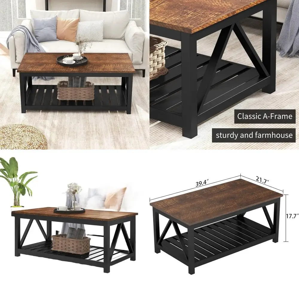 

40 Rustic Vintage Coffee Table with Shelf for Living Room