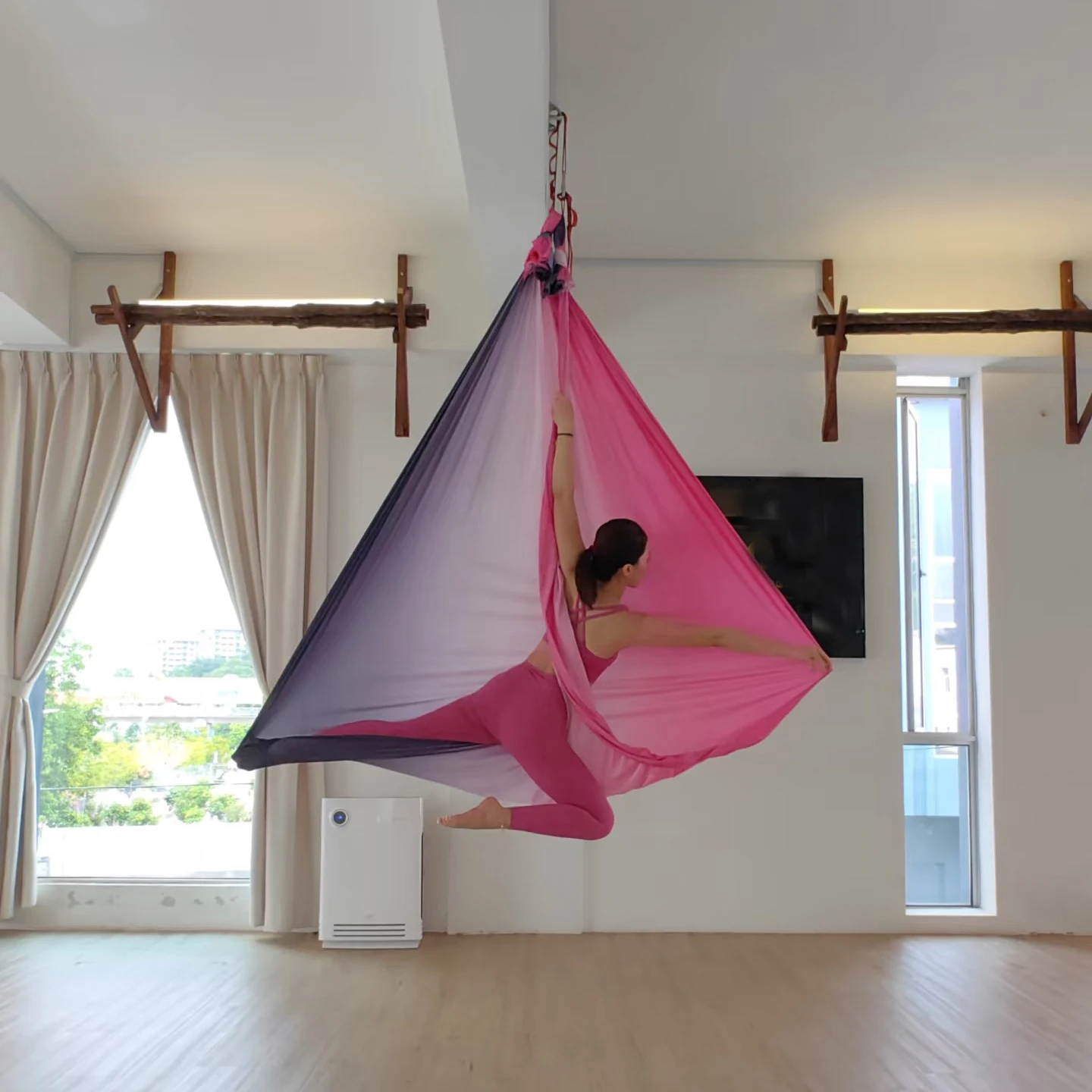 

7M Colored Aerial Yoga Hammock Fabric,Soft, Comfortable, Moderately Elastic for Yoga Studios & Home Use (Fabric Only)