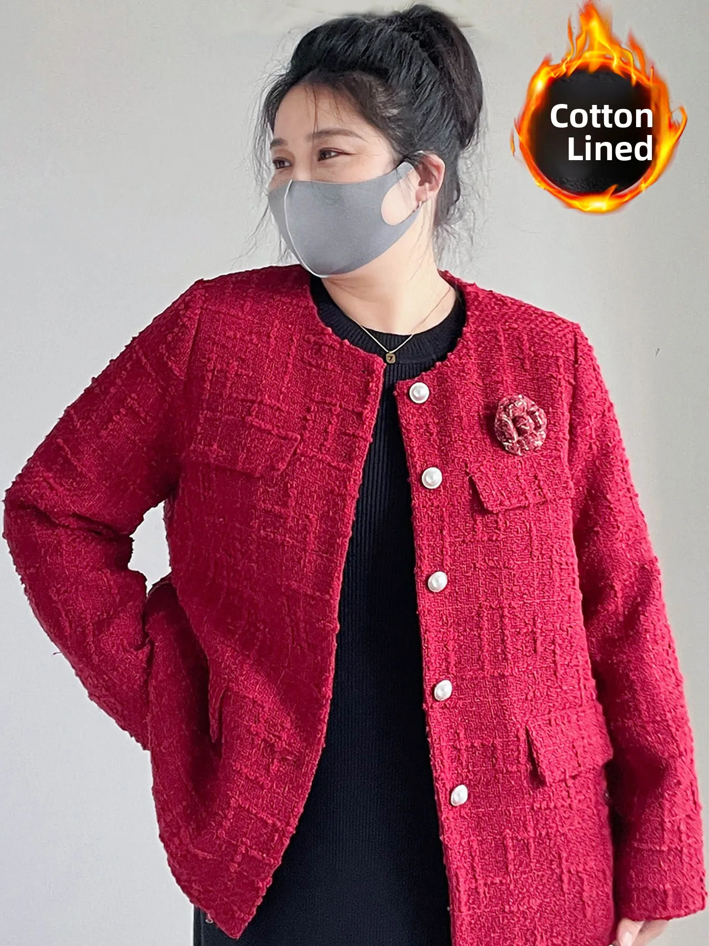 

Потрясающее шерстяное пальто больших размеров, красная верхняя одежда в корейском стиле, длинное, с высокой талией, юбка А-силуэта, зимнее пальто