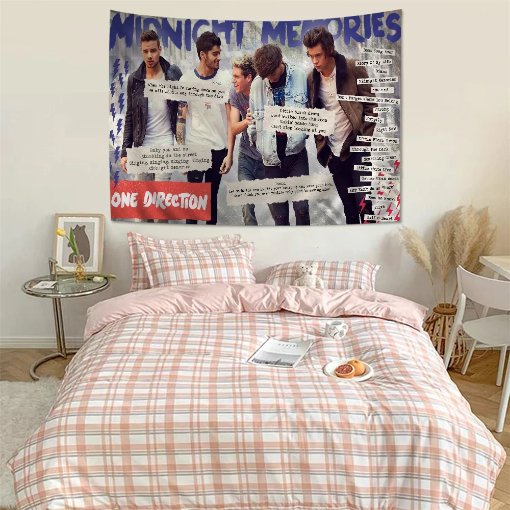 Rock-one-Directions Anime Tapestry Hanging Tarot Hippie Wall Rugs Dorm Home Decor