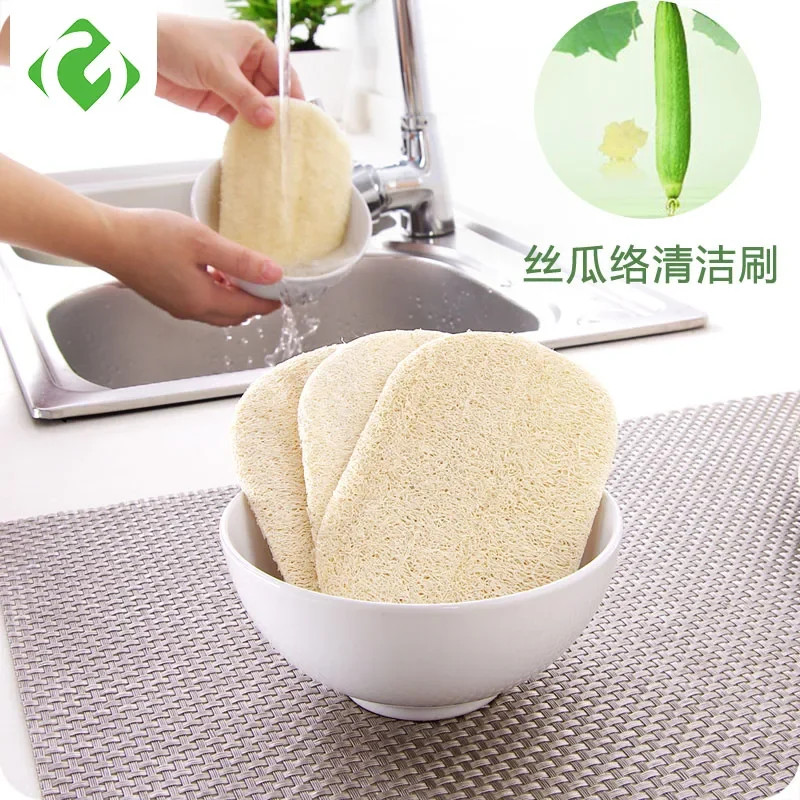 Eco-friendly Loofah Dishcloth Biodegradable Natural Vegetable Fibre Pot Scrubbing Brush Rich Foam Kitchen Cleaning Products