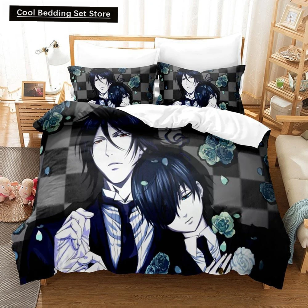 New Anime Black Butler Bedding Cool Sebastian Ciel Dakimakura Bed Linen Set Adult Duvet Cover Single Double Microfiber Bed Cover