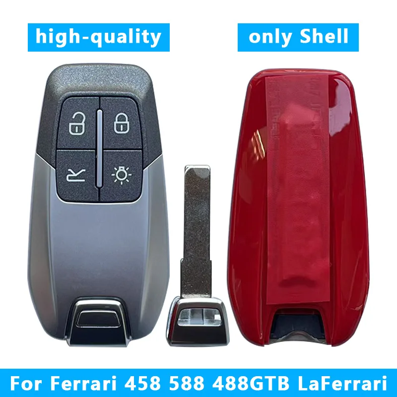 NH KEY For 2014-2020 Ferrari 458 588 488GTB LaFerrari 4 button Remote Fob Car Key Shell Case Cover CS094004 with blade