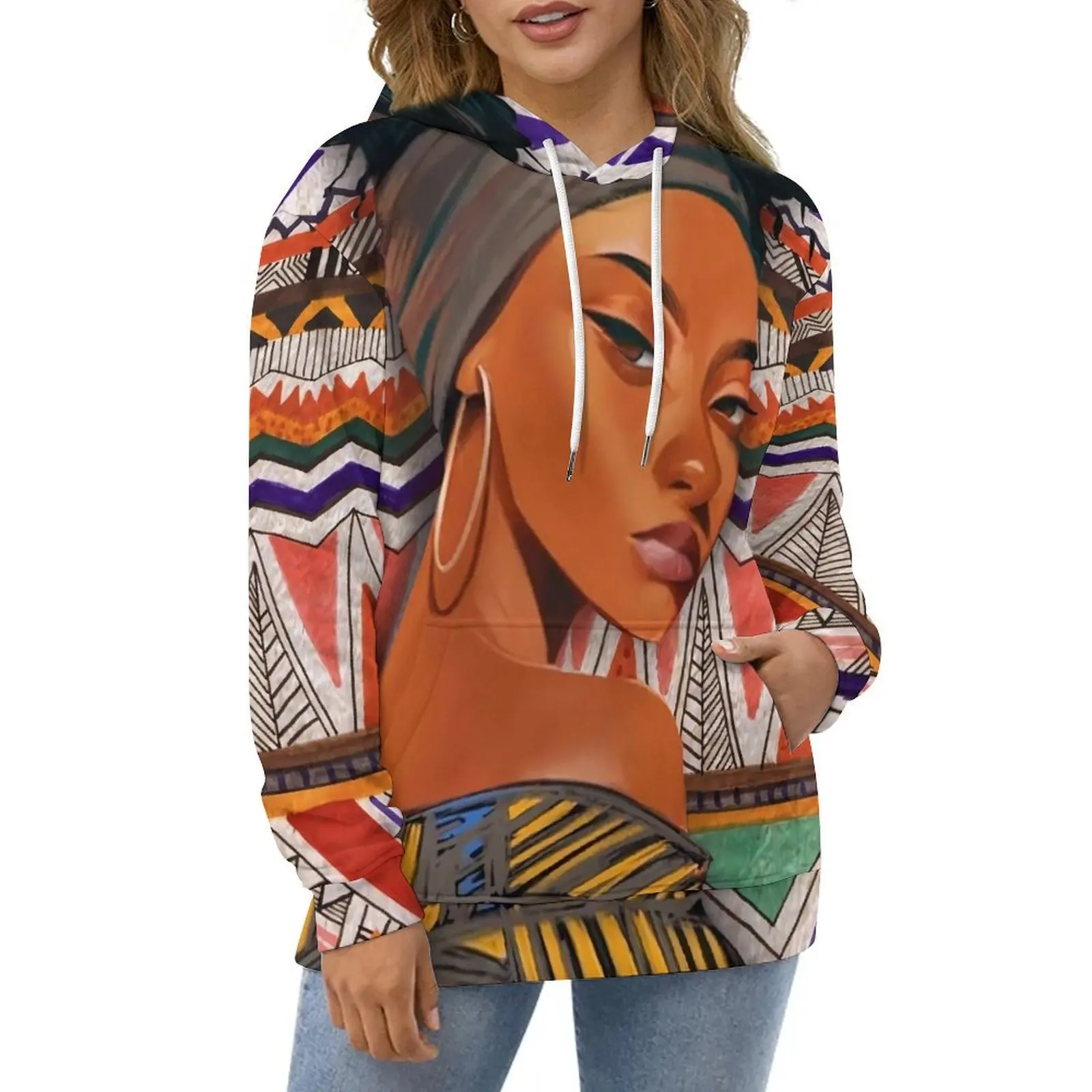 

Ladies Print Hoodies African Beauty Women Classic Oversized Hoodie Women Long Sleeve Retro Graphic Casual Hooded Sweatshirts