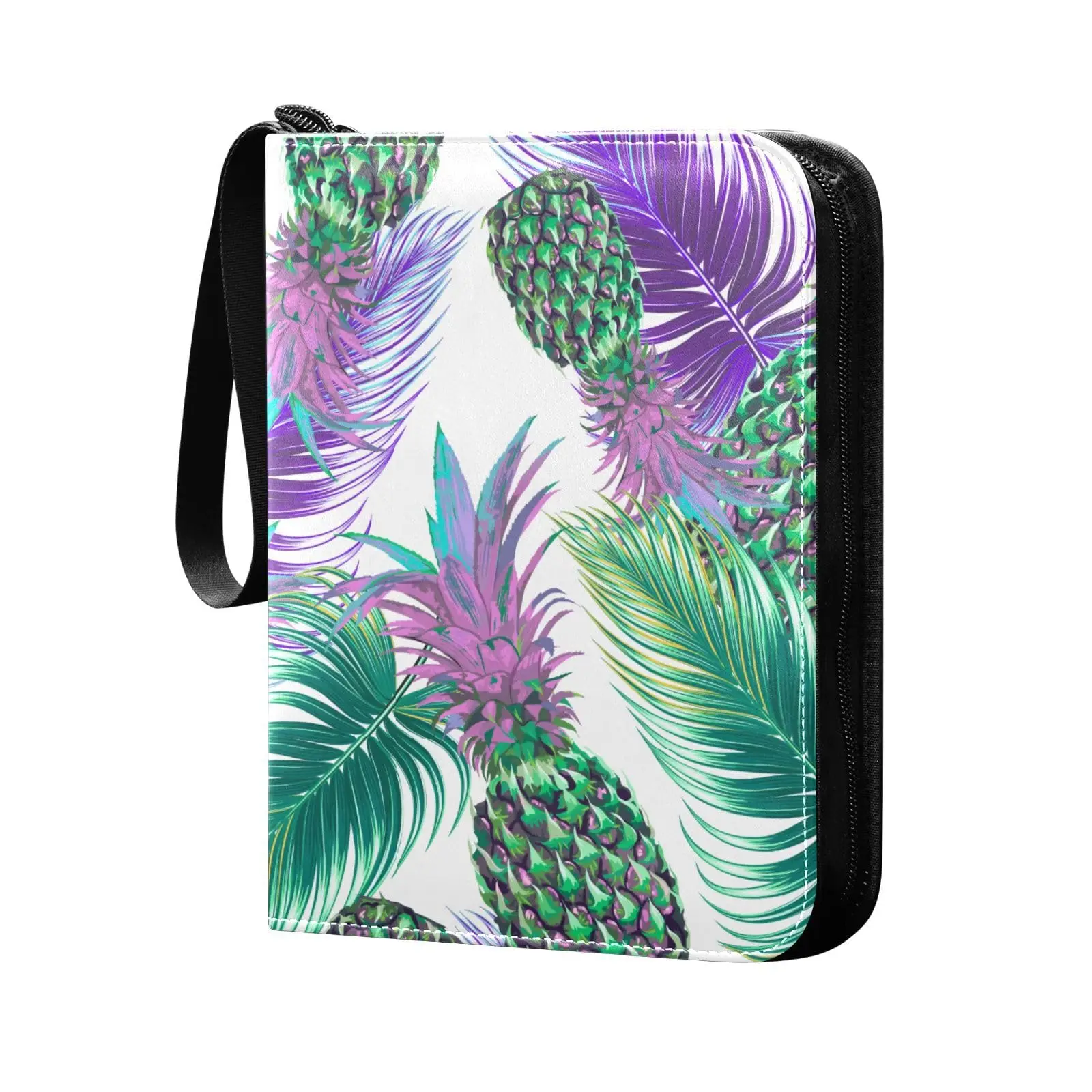 Colored Pineapple Card Binder 4 Pocket Card Binder, 400 Double Sided Pocket Album for Game Cards, Unique Card Collection Storage