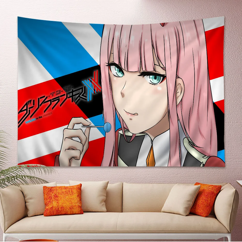 DARLING in the FRANXX Zero Two Anime Tapestry Hippie Flower Wall Carpets Dorm Decor Cheap Hippie Wall Hanging