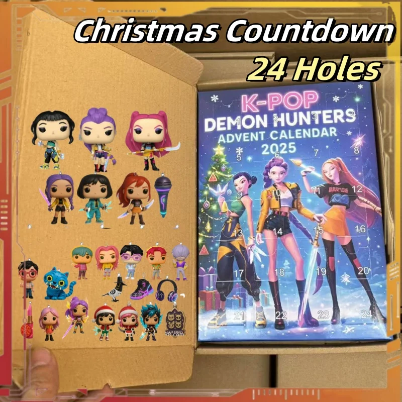 

In Stock Kpop Demon Hunting Advent Christmas Calendar Blind Box 24pc PVC Model For Halloween Mystery Box Gifts Toys