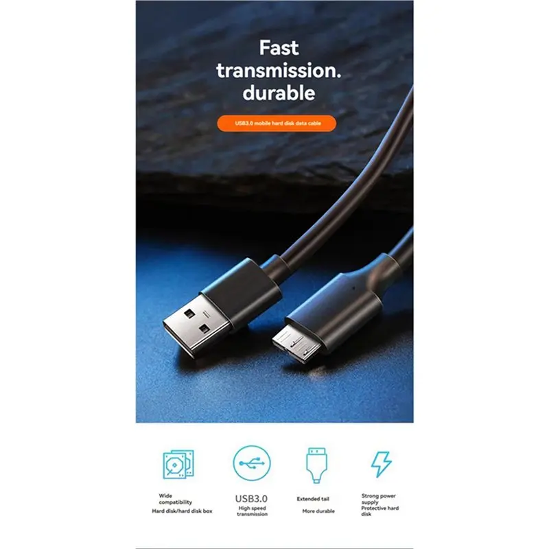 A99E-5X USB 3.0 Type A To USB3.0 Micro-B Male Data Cable Adapter Cord For External Hard Drive Disk HDD Super Speed Cable